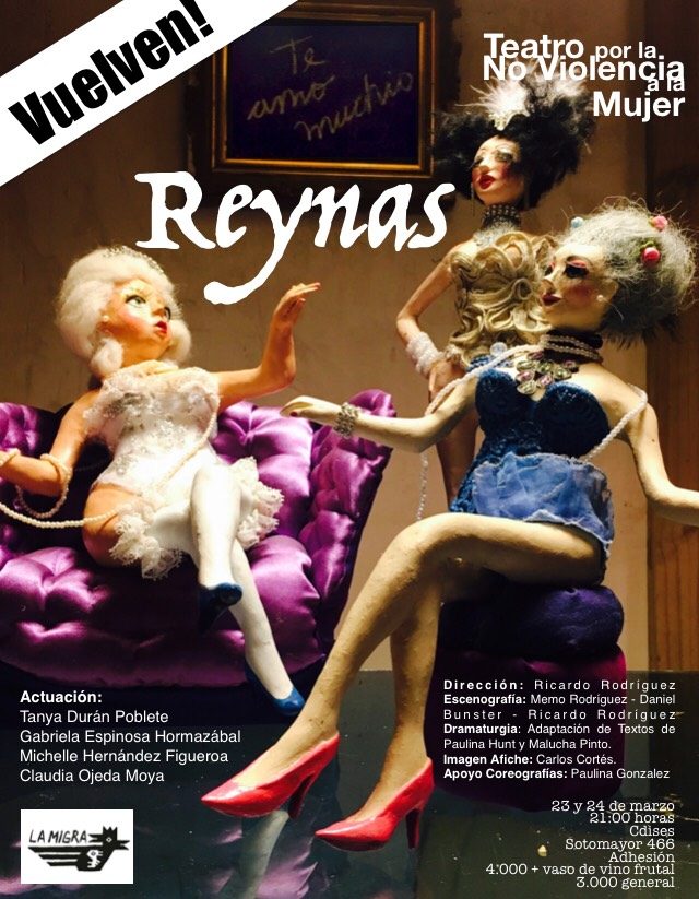 Afiche de "Reynas", montaje de teatro pedagógico, 2016